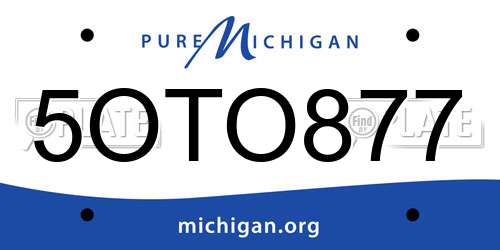5OTO877 Michigan License Plate