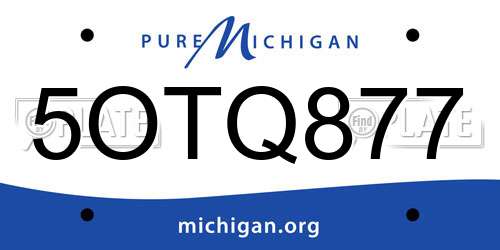 5OTQ877 Michigan License Plate