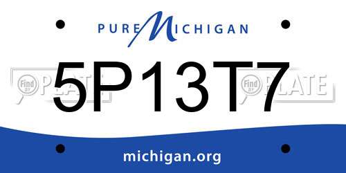 5P13T7 Michigan License Plate