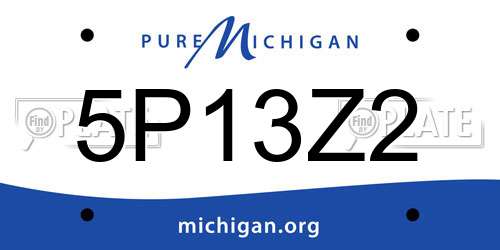 5P13Z2 Michigan License Plate