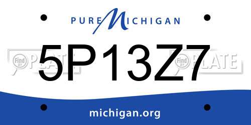 5P13Z7 Michigan License Plate