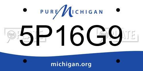 5P16G9 Michigan License Plate