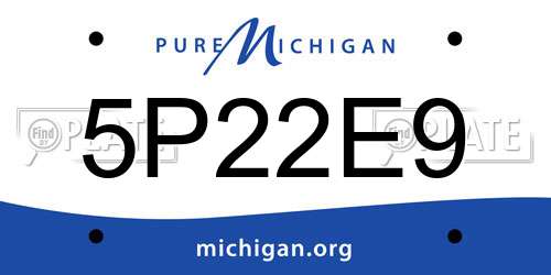5P22E9 Michigan License Plate