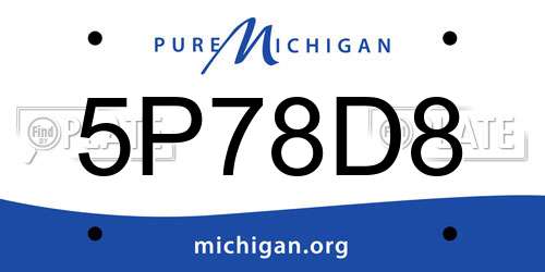 5P78D8 Michigan License Plate