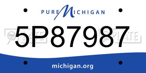 5P87987 Michigan License Plate