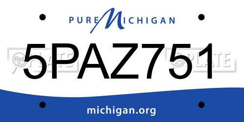 5PAZ751 Michigan License Plate