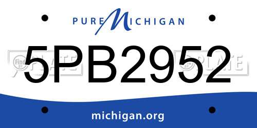 5PB2952 Michigan License Plate