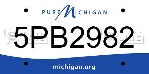 5PB2982 Michigan License Plate