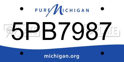 5PB7987 Michigan License Plate