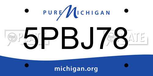 5PBJ78 Michigan License Plate