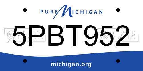 5PBT952 Michigan License Plate
