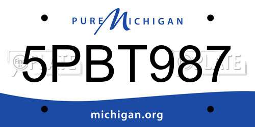 5PBT987 Michigan License Plate