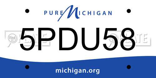 5PDU58 Michigan License Plate