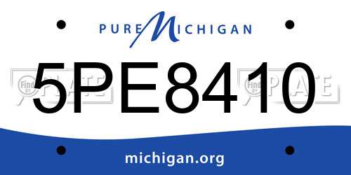 5PE8410 Michigan License Plate