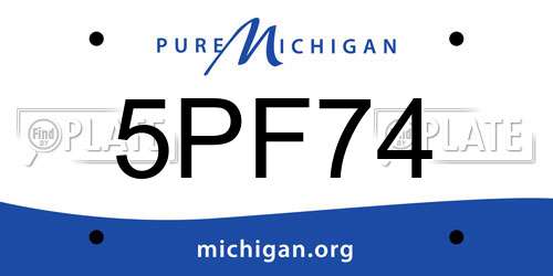 5PF74 Michigan License Plate