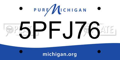 5PFJ76 Michigan License Plate