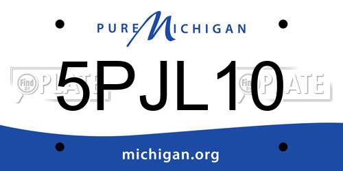5PJL10 Michigan License Plate