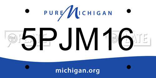 5PJM16 Michigan License Plate