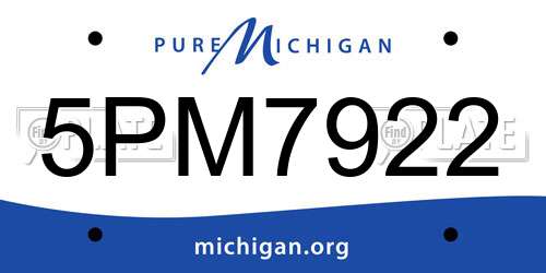 5PM7922 Michigan License Plate