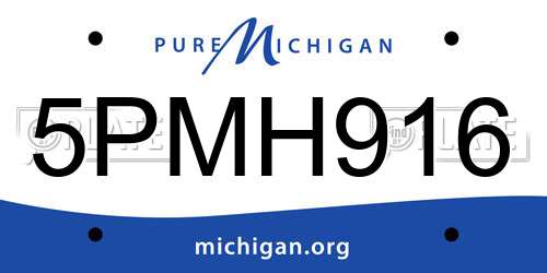 5PMH916 Michigan License Plate