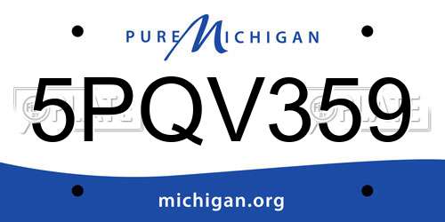5PQV359 Michigan License Plate