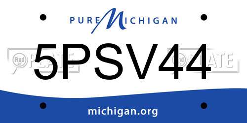 5PSV44 Michigan License Plate