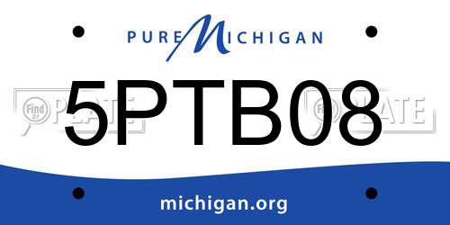 5PTB08 Michigan License Plate