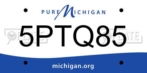 5PTQ85 Michigan License Plate