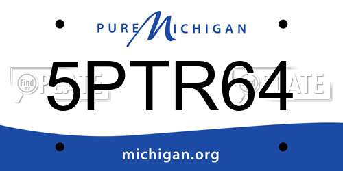 5PTR64 Michigan License Plate