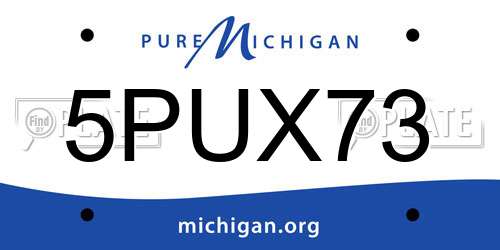 5PUX73 Michigan License Plate