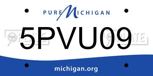 5PVU09 Michigan License Plate