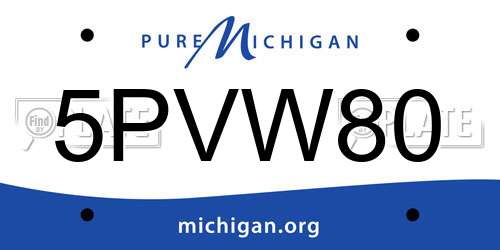 5PVW80 Michigan License Plate