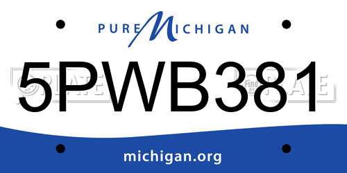 5PWB381 Michigan License Plate