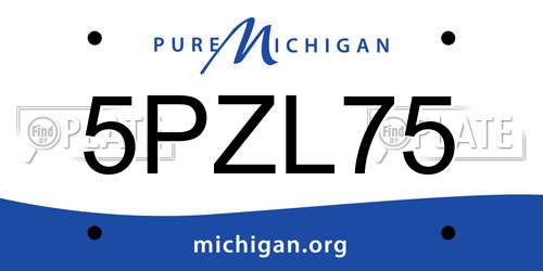 5PZL75 Michigan License Plate