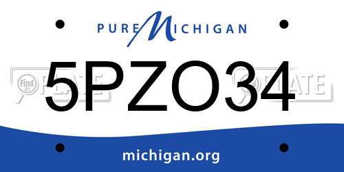 5PZO34 Michigan License Plate