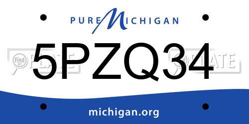 5PZQ34 Michigan License Plate