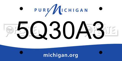 5Q30A3 Michigan License Plate