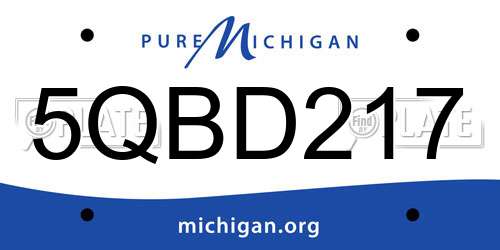 5QBD217 Michigan License Plate