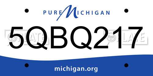 5QBQ217 Michigan License Plate