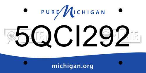 5QCI292 Michigan License Plate