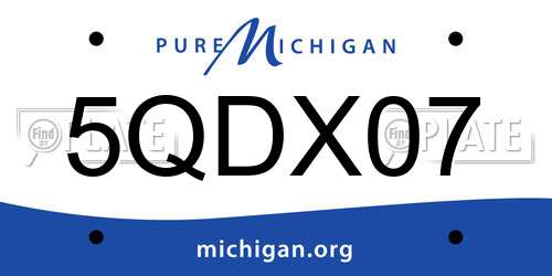 5QDX07 Michigan License Plate