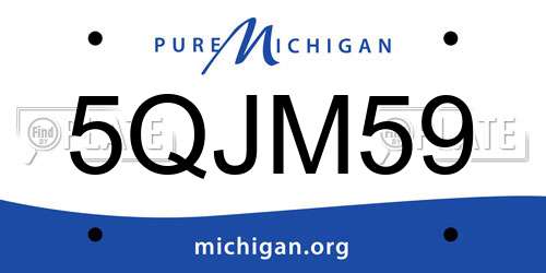 5QJM59 Michigan License Plate