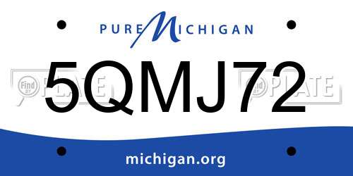 5QMJ72 Michigan License Plate