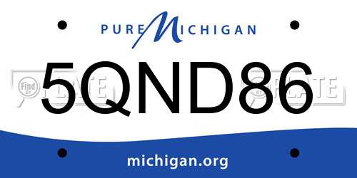 5QND86 Michigan License Plate
