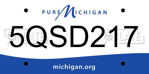 5QSD217 Michigan License Plate