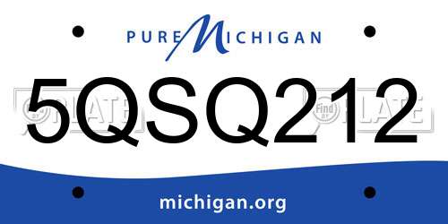 5QSQ212 Michigan License Plate