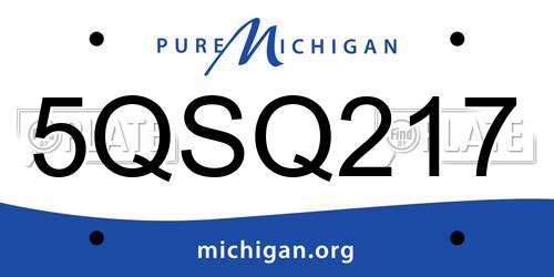 5QSQ217 Michigan License Plate