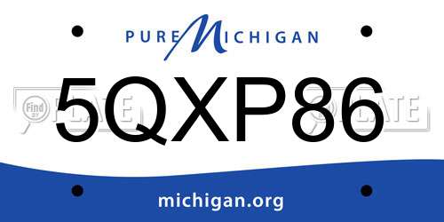 5QXP86 Michigan License Plate