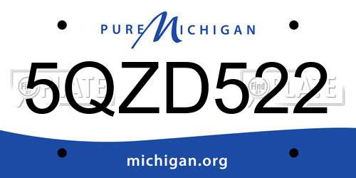 5QZD522 Michigan License Plate