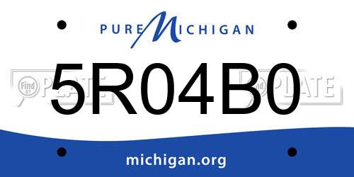 5R04B0 Michigan License Plate